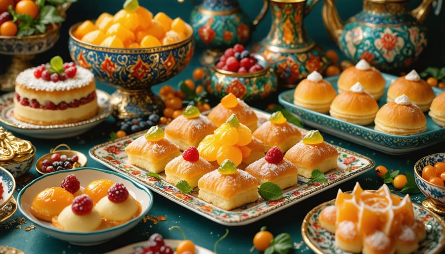 Persian celebration table with various traditional sweets